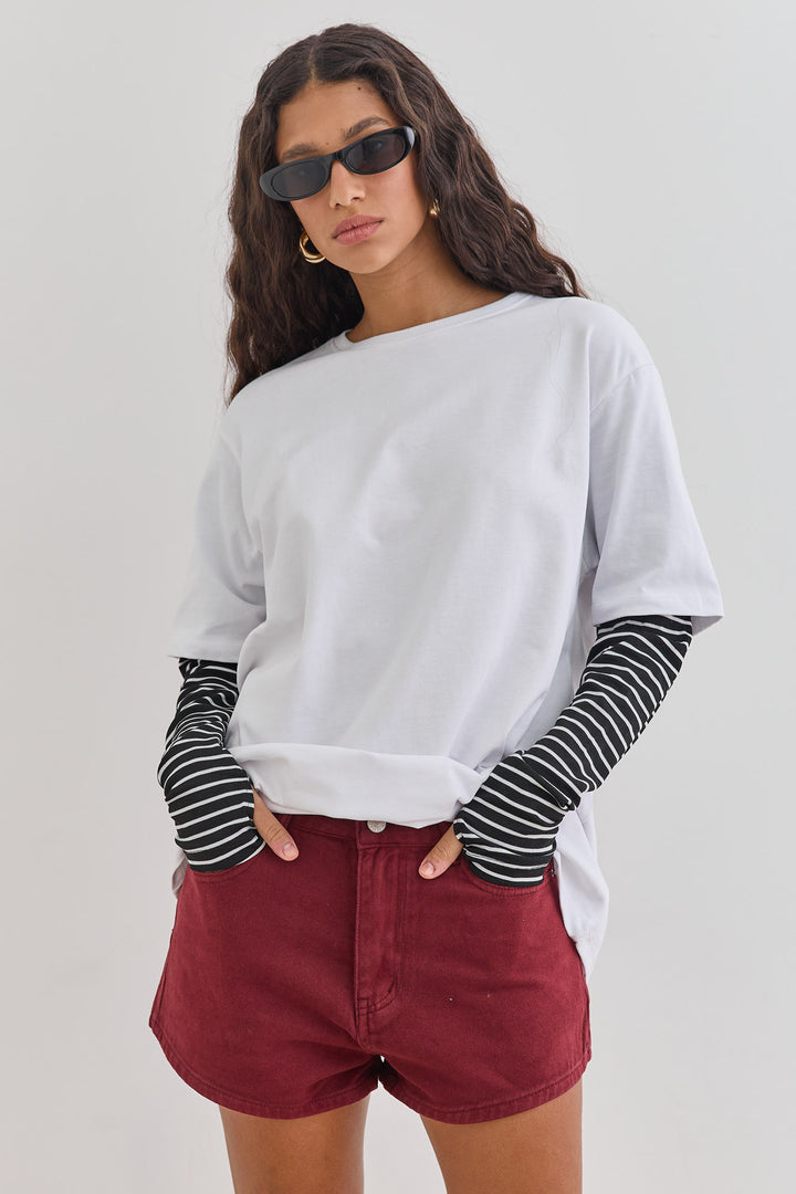 מכנסי דנים קצרים שון | בורדו