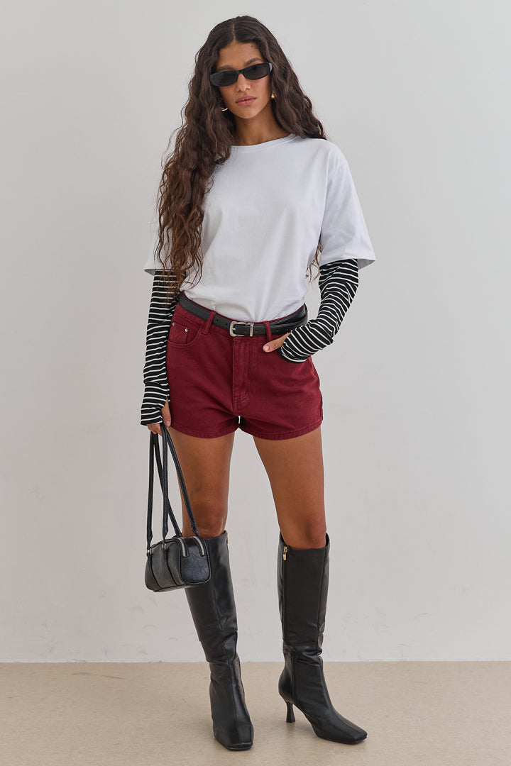 מכנסי דנים קצרים שון | בורדו