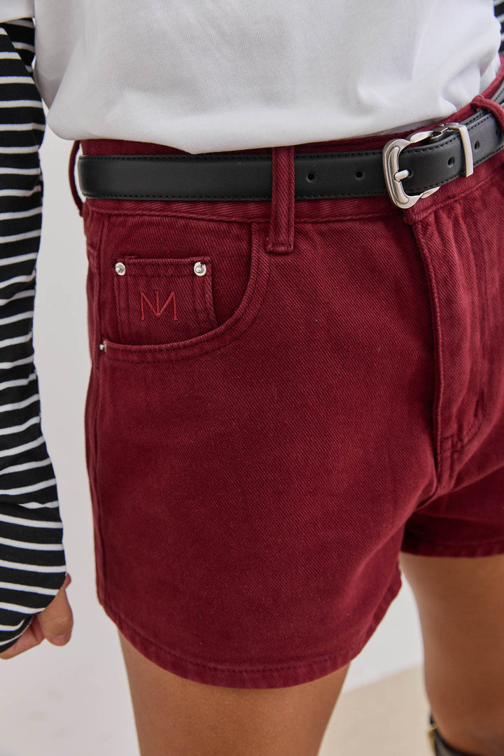 מכנסי דנים קצרים שון | בורדו