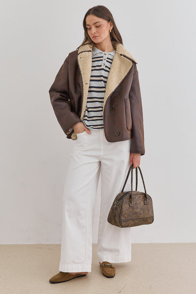 סריג שלי סטרייפס צווארון פולו | אפור/שחור