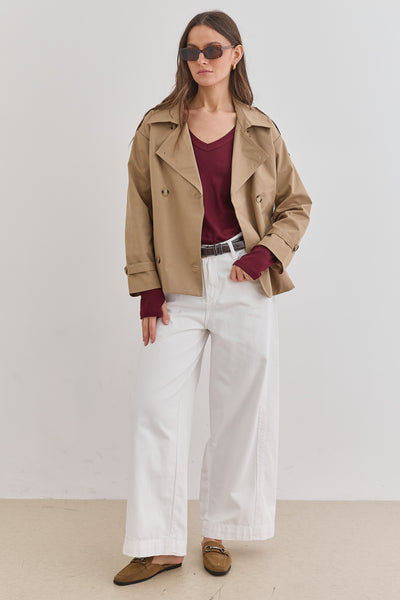 מעיל טראנץ' אלסקה כפתורים מנומרים | קאמל