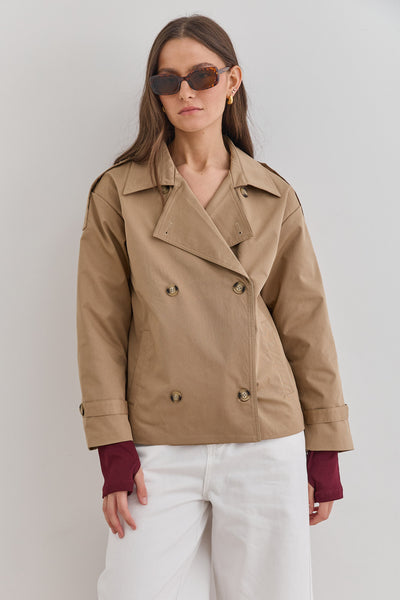 מעיל טראנץ' אלסקה כפתורים מנומרים | קאמל