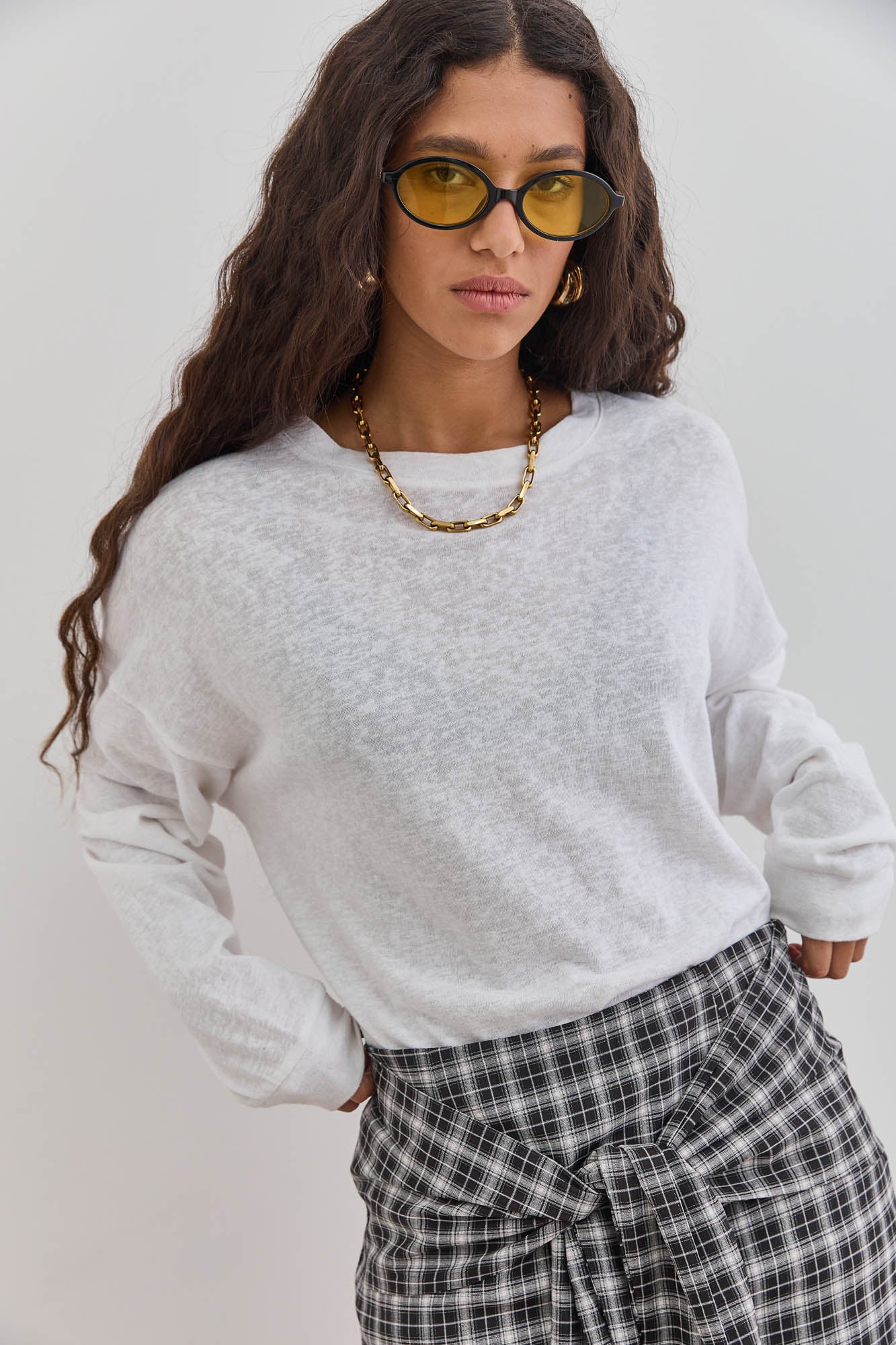 טי שירט בייסיק אשלי בד שקפקף | לבן