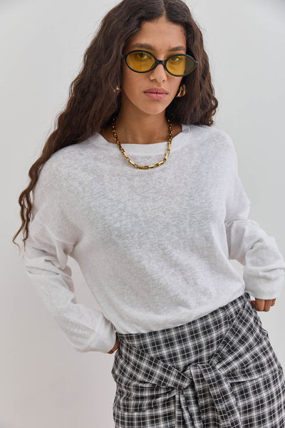 חצאית משבצות רוז קשירה קדמית | שחור/לבן