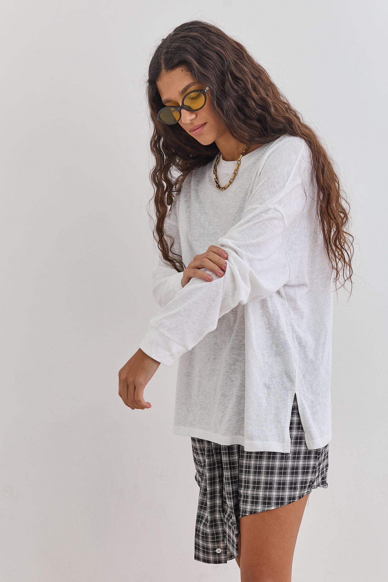 טי שירט בייסיק אשלי בד שקפקף | לבן