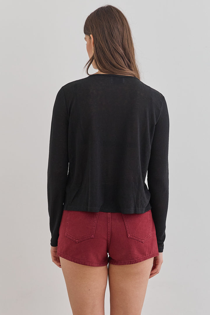 חולצת כפתורים שנדי בד שקפקף |שחור