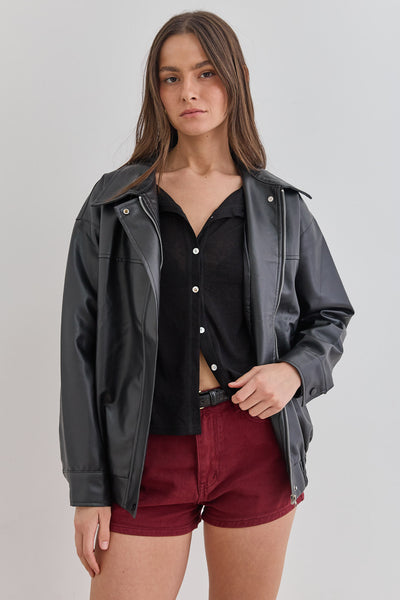 חולצת כפתורים שנדי בד שקפקף |שחור