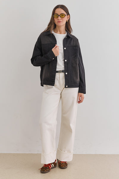 ג'קט ג'ינס ברלין רקמת לוגו | שחור