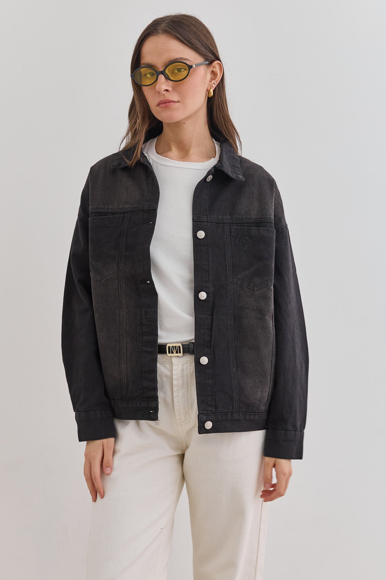 ג'קט ג'ינס ברלין רקמת לוגו | שחור