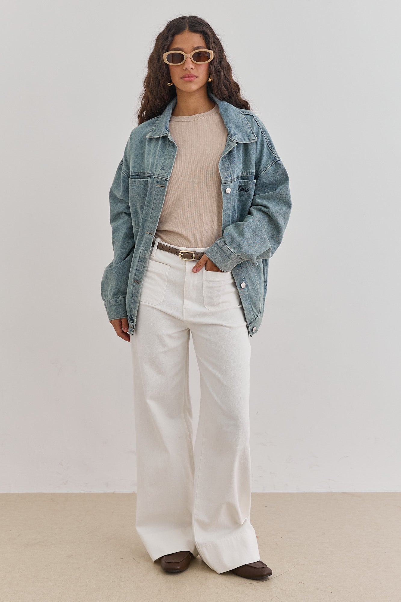 ג'קט ג'ינס ברלין רקמת לוגו | ג'ינס בהיר