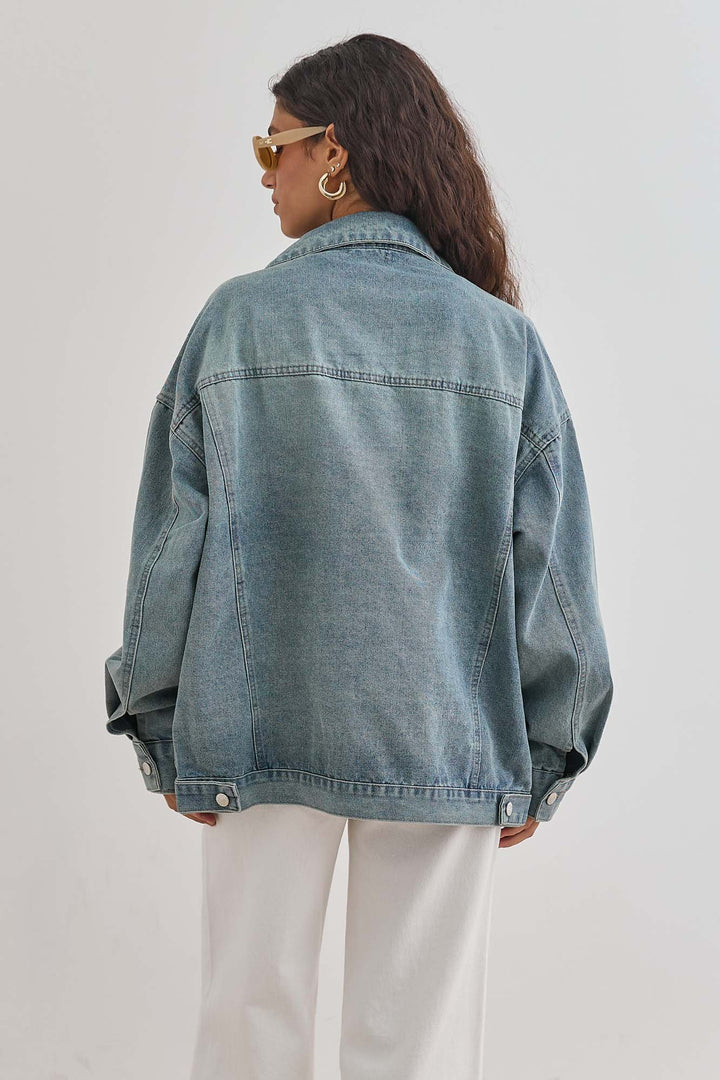 ג'קט ג'ינס ברלין רקמת לוגו | ג'ינס בהיר