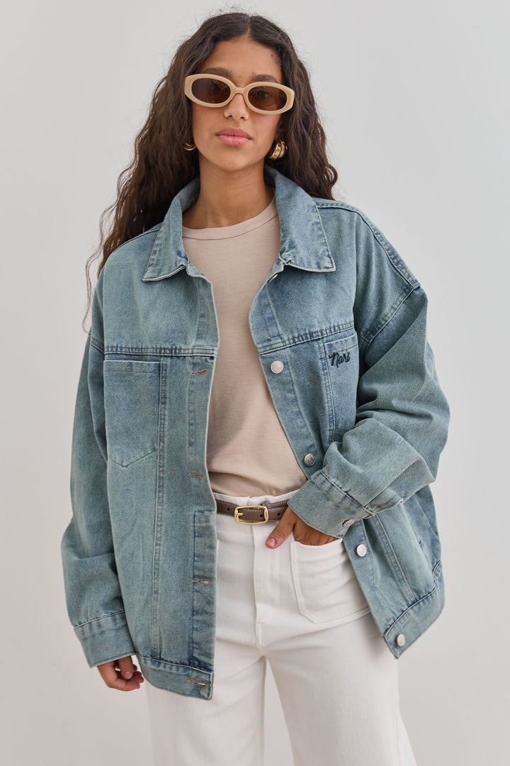 ג'קט ג'ינס ברלין רקמת לוגו | ג'ינס בהיר