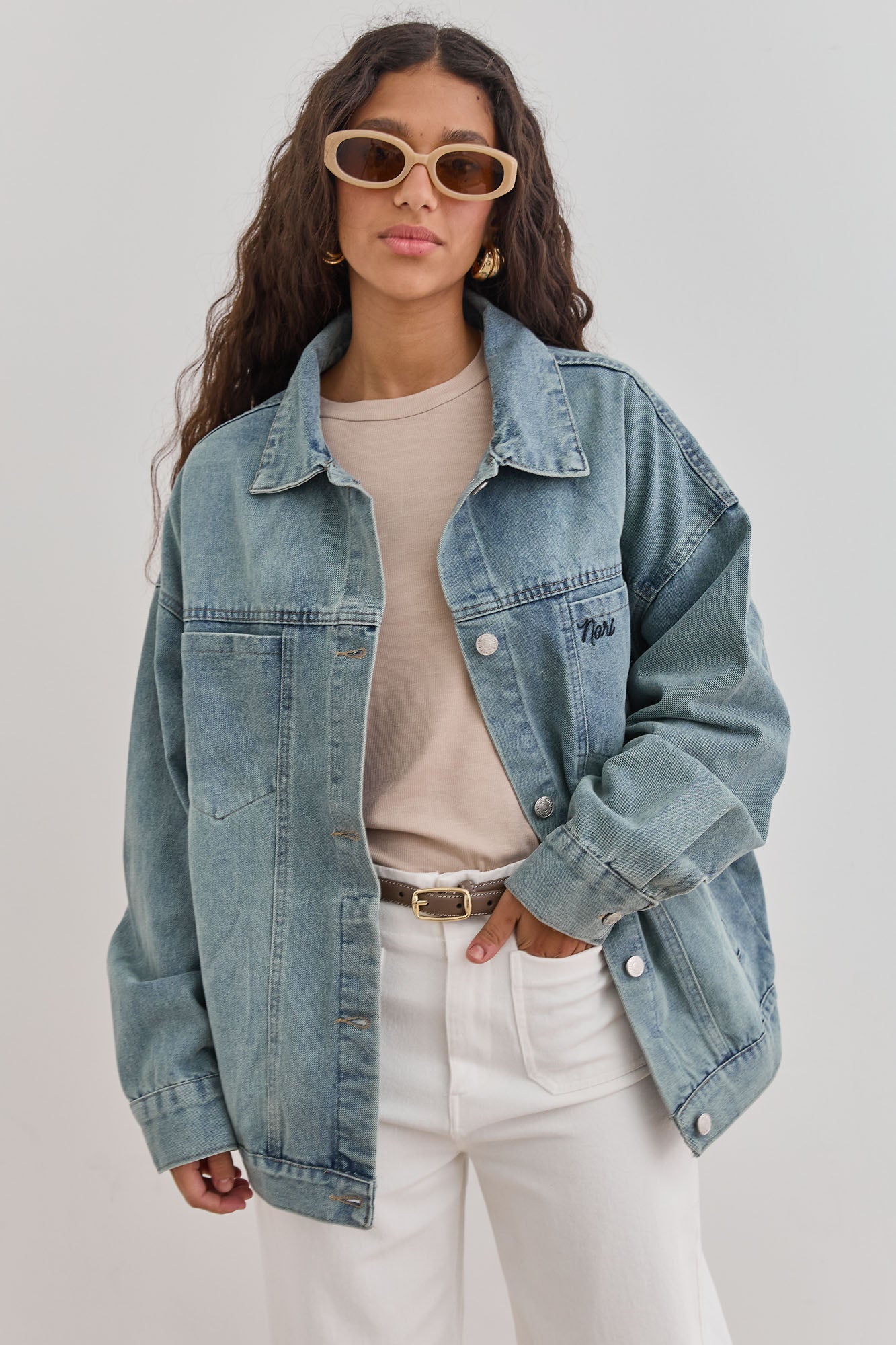 ג'קט ג'ינס ברלין רקמת לוגו | ג'ינס בהיר