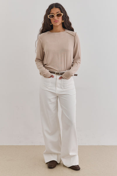 חולצת מילנה תיפורים בולטים | בז'