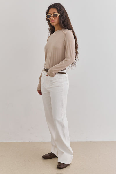 חולצת מילנה תיפורים בולטים | בז'