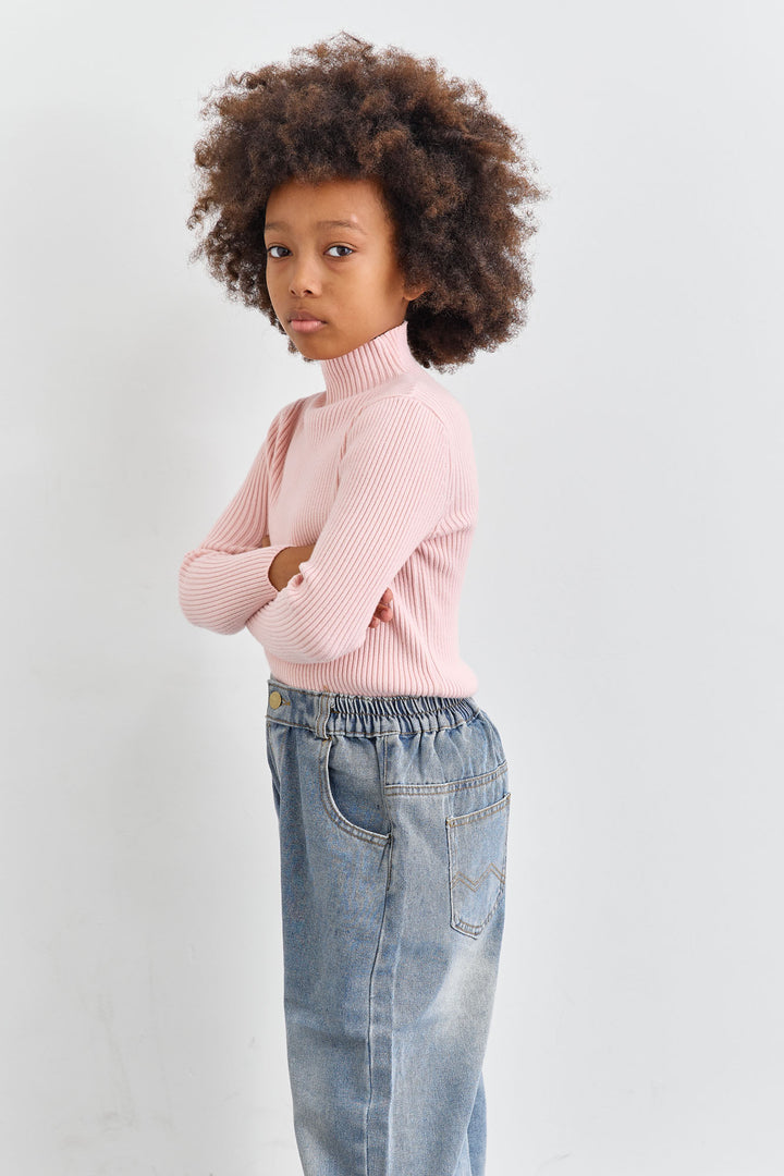 סריג ריב צווארון גולף | ורוד