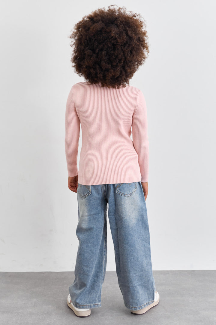 סריג ריב צווארון גולף | ורוד