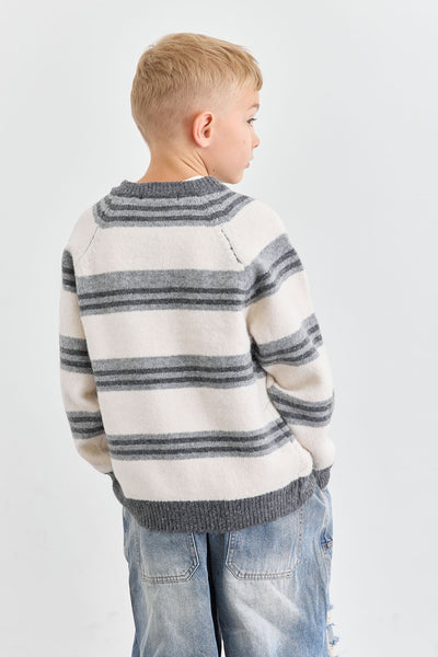 ג'קט סריג עבה דוגמת פסים | אפור