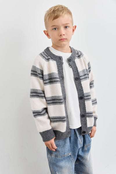 ג'קט סריג עבה דוגמת פסים | אפור