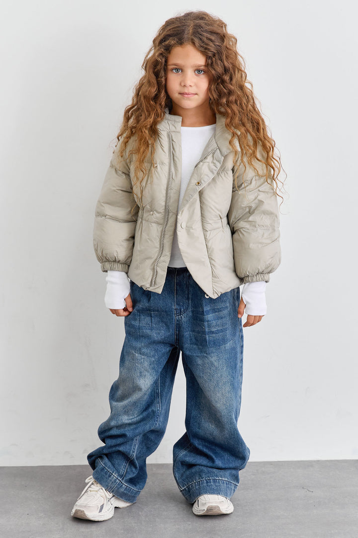 מעיל פוף בשילוב קפוצ'ון | בז'