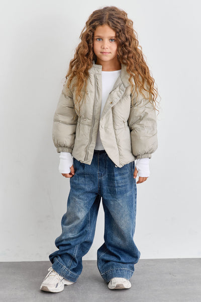 מעיל פוף בשילוב קפוצ'ון | בז'