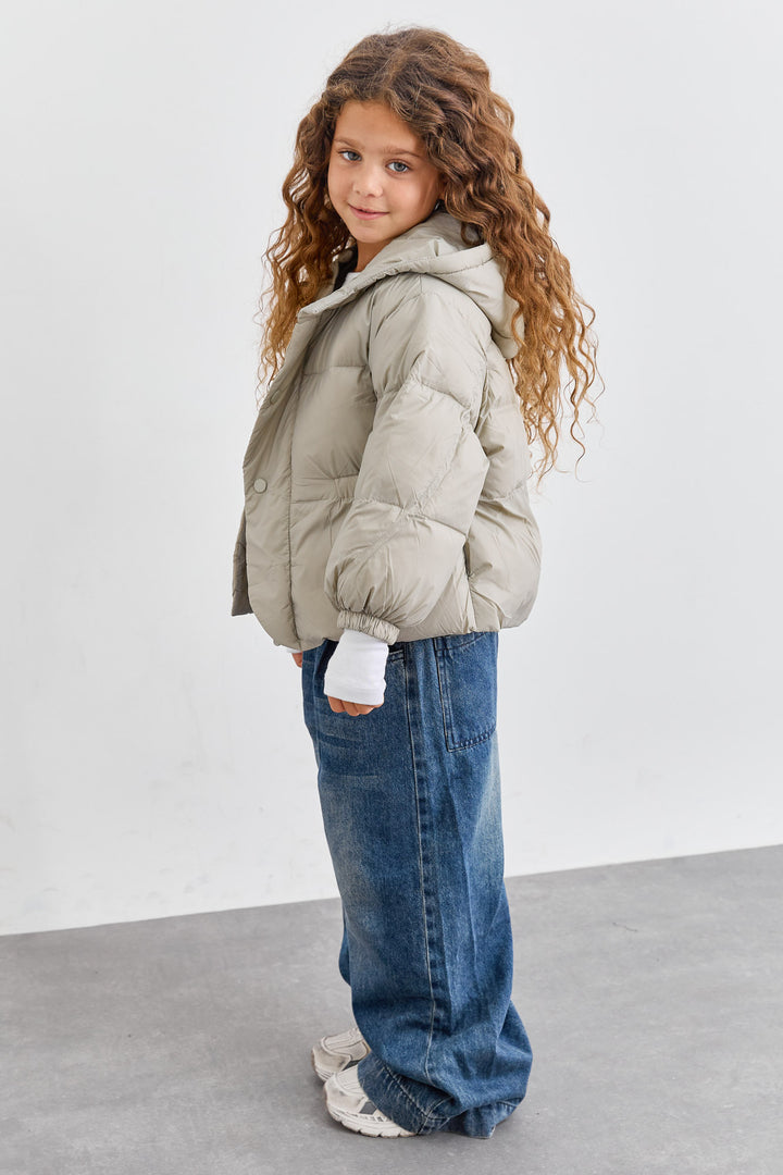 מעיל פוף בשילוב קפוצ'ון | בז'