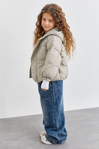 מעיל פוף בשילוב קפוצ'ון | בז'