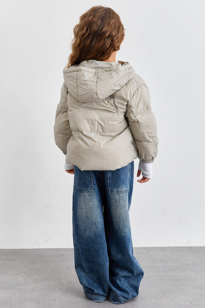 מעיל פוף בשילוב קפוצ'ון | בז'