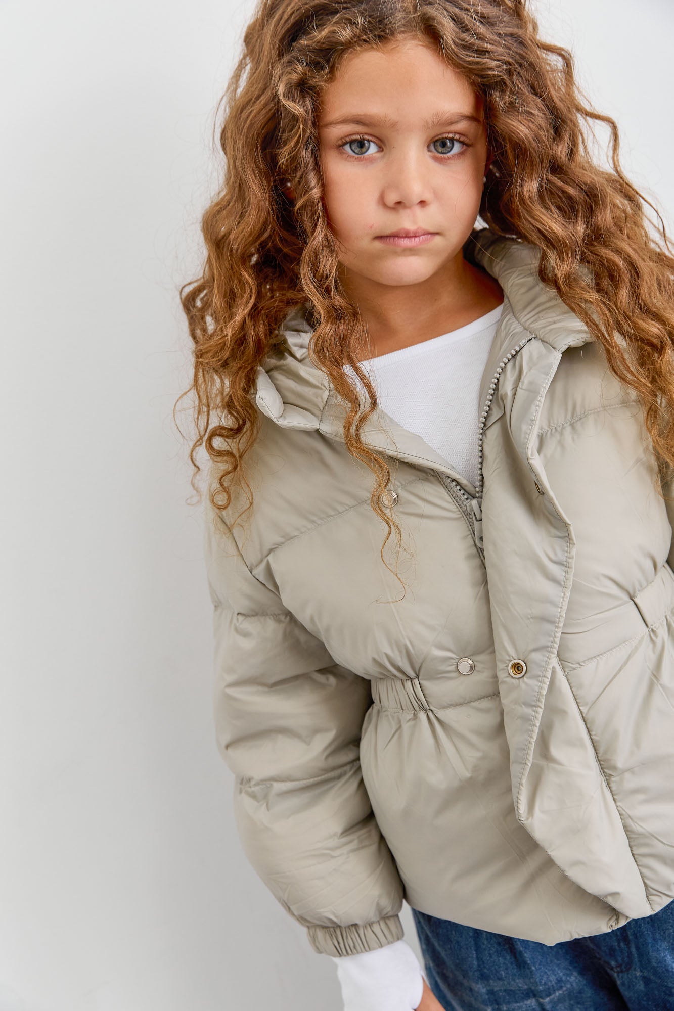 מעיל פוף בשילוב קפוצ'ון | בז'