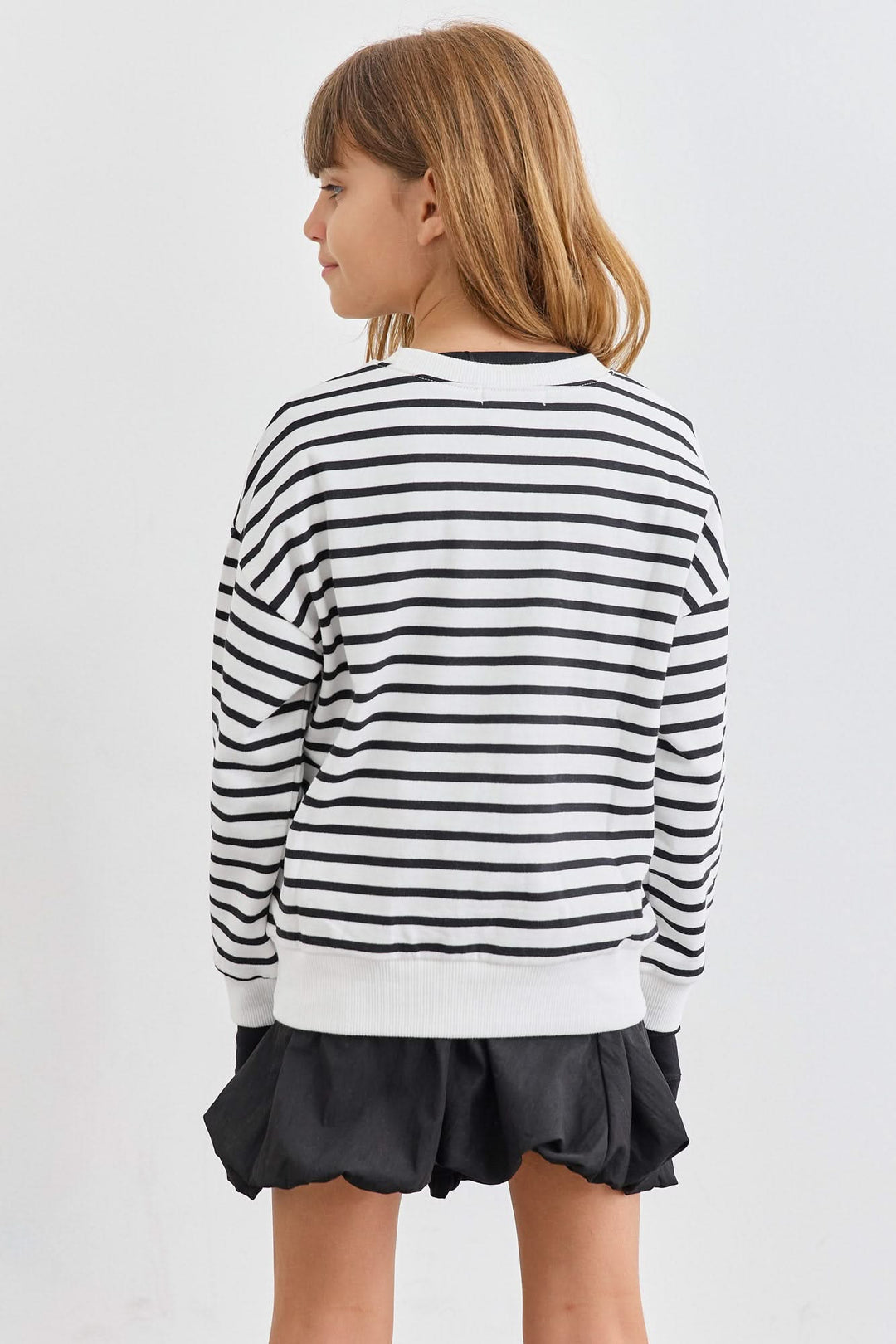 סווטשירט פסים אוברסייז  | לבן