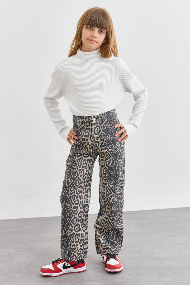 מכנסי דנים מנומרים גזרה גבוהה | מנומר