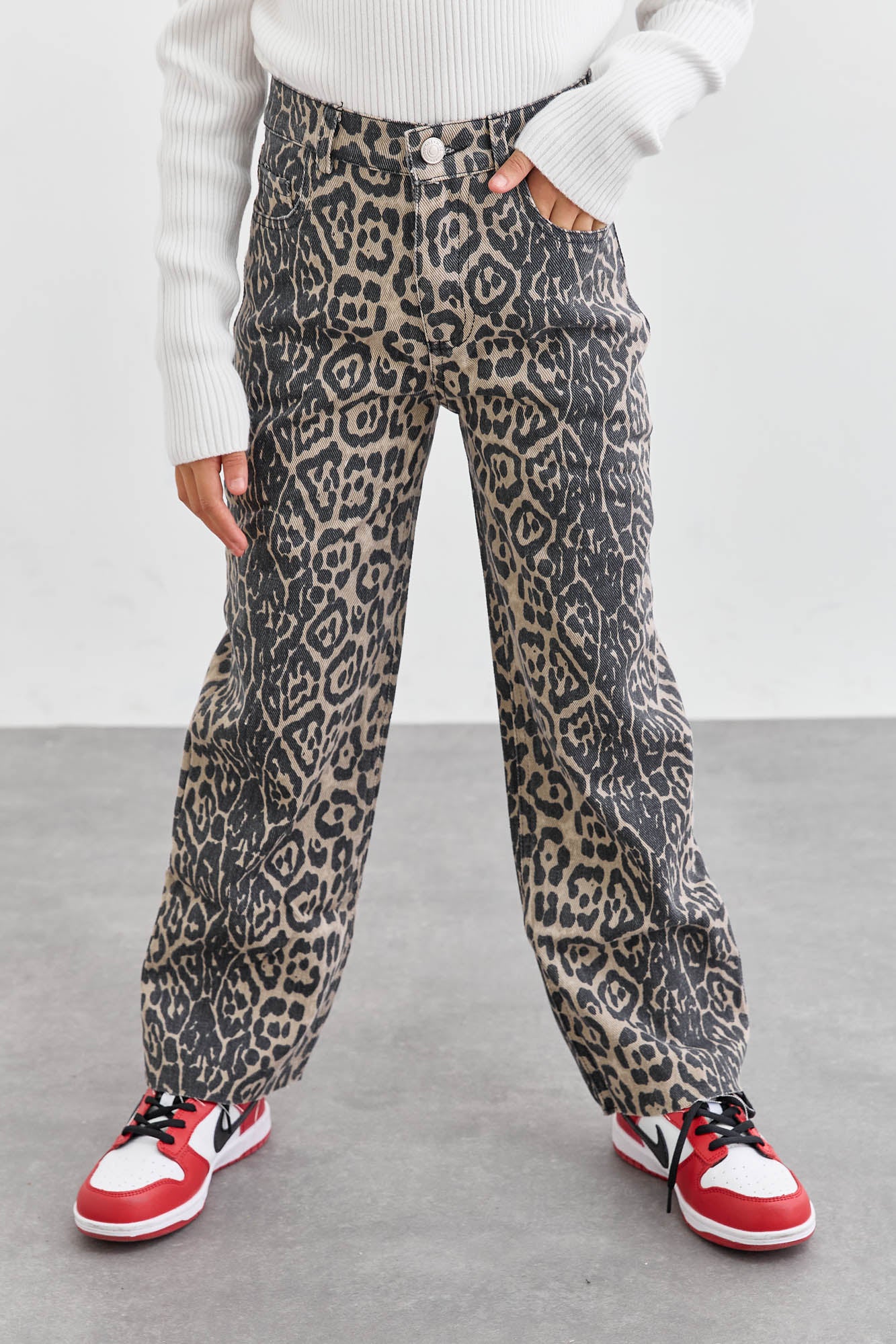 מכנסי דנים מנומרים גזרה גבוהה | מנומר