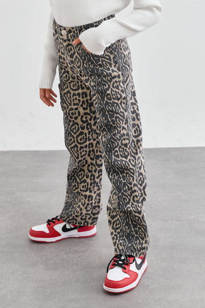 מכנסי דנים מנומרים גזרה גבוהה | מנומר