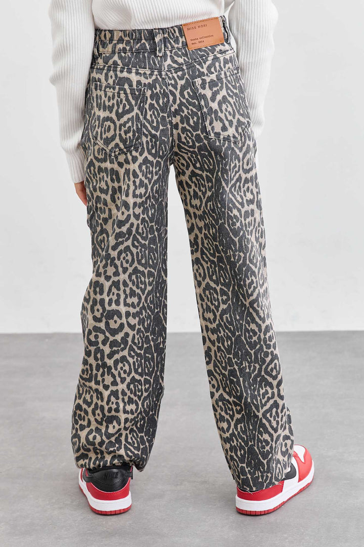 מכנסי דנים מנומרים גזרה גבוהה | מנומר