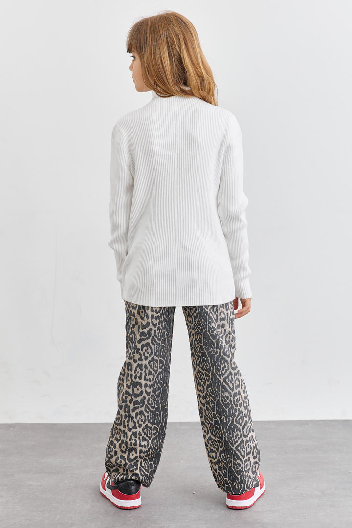 סריג ריב צווארון גולף | לבן