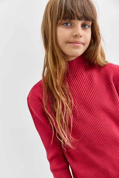 סריג ריב צווארון גולף | אדום