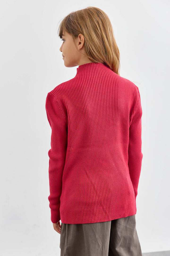 סריג ריב צווארון גולף | אדום