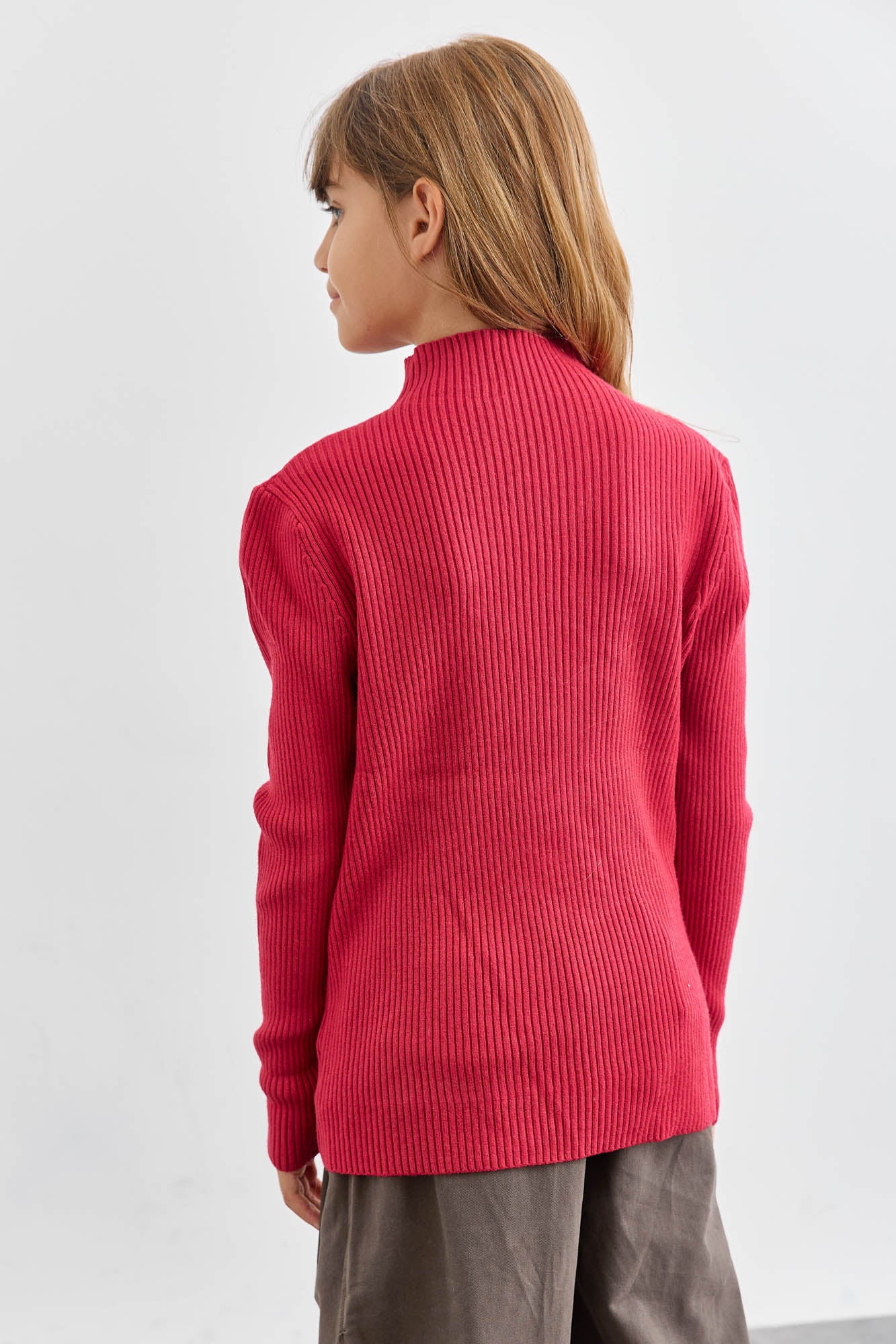 סריג ריב צווארון גולף | אדום