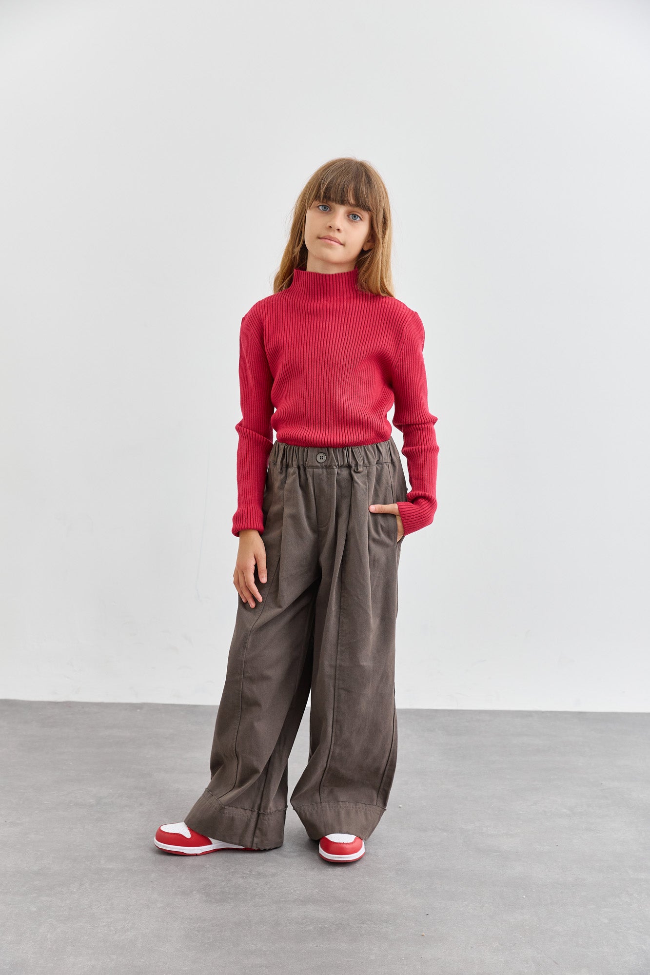 סריג ריב צווארון גולף | אדום