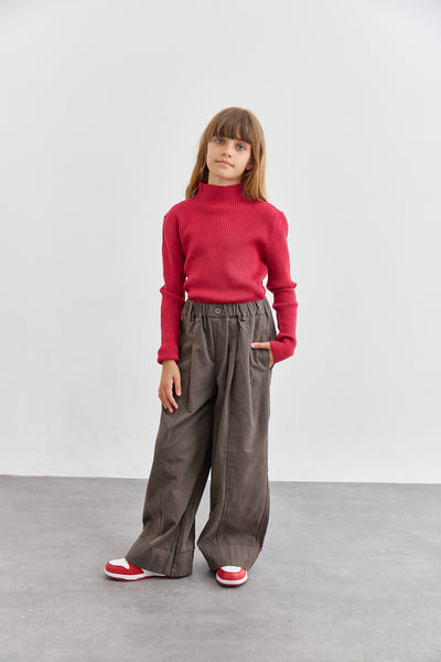 סריג ריב צווארון גולף | אדום