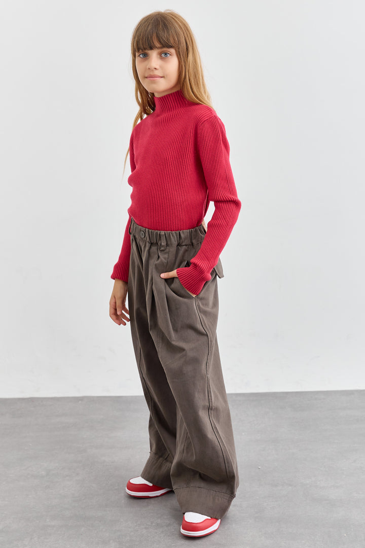 סריג ריב צווארון גולף | אדום