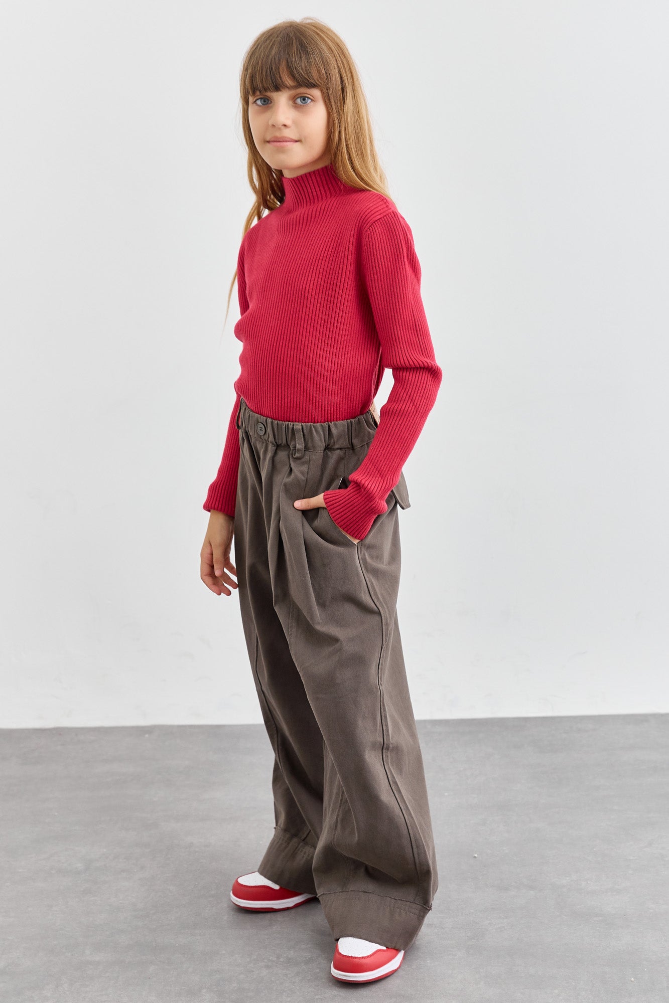 סריג ריב צווארון גולף | אדום