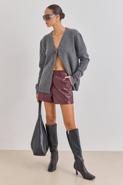 קרדיגן סריג קלואי כפתורי לב | אפור