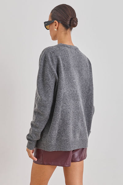 קרדיגן סריג קלואי כפתורי לב | אפור