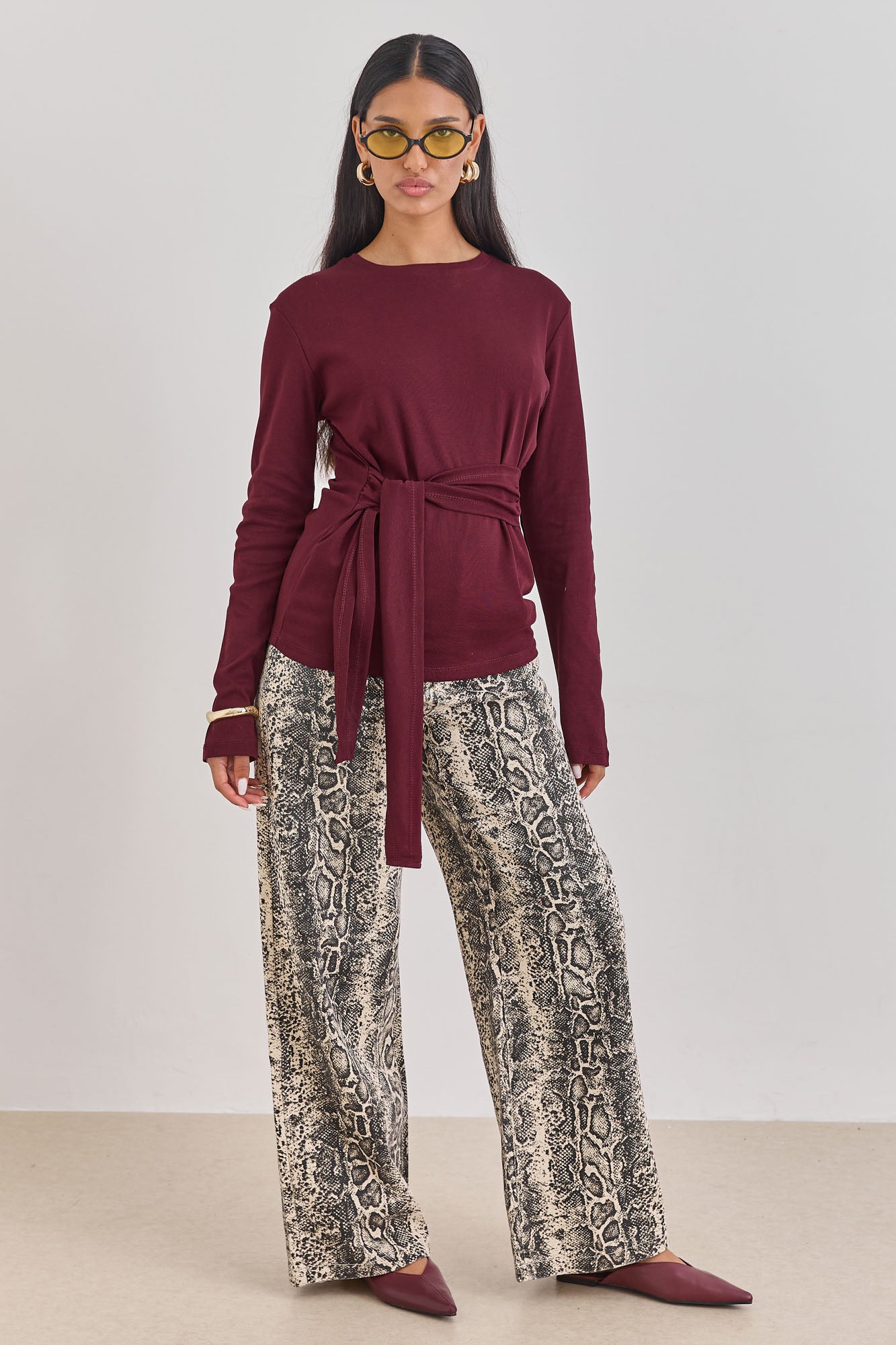 חולצת אן מרי רצועות קשירה | בורדו