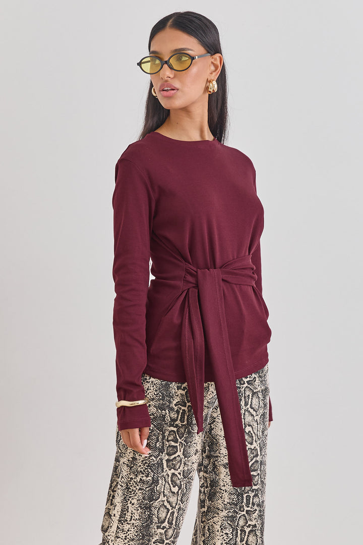 חולצת אן מרי רצועות קשירה | בורדו