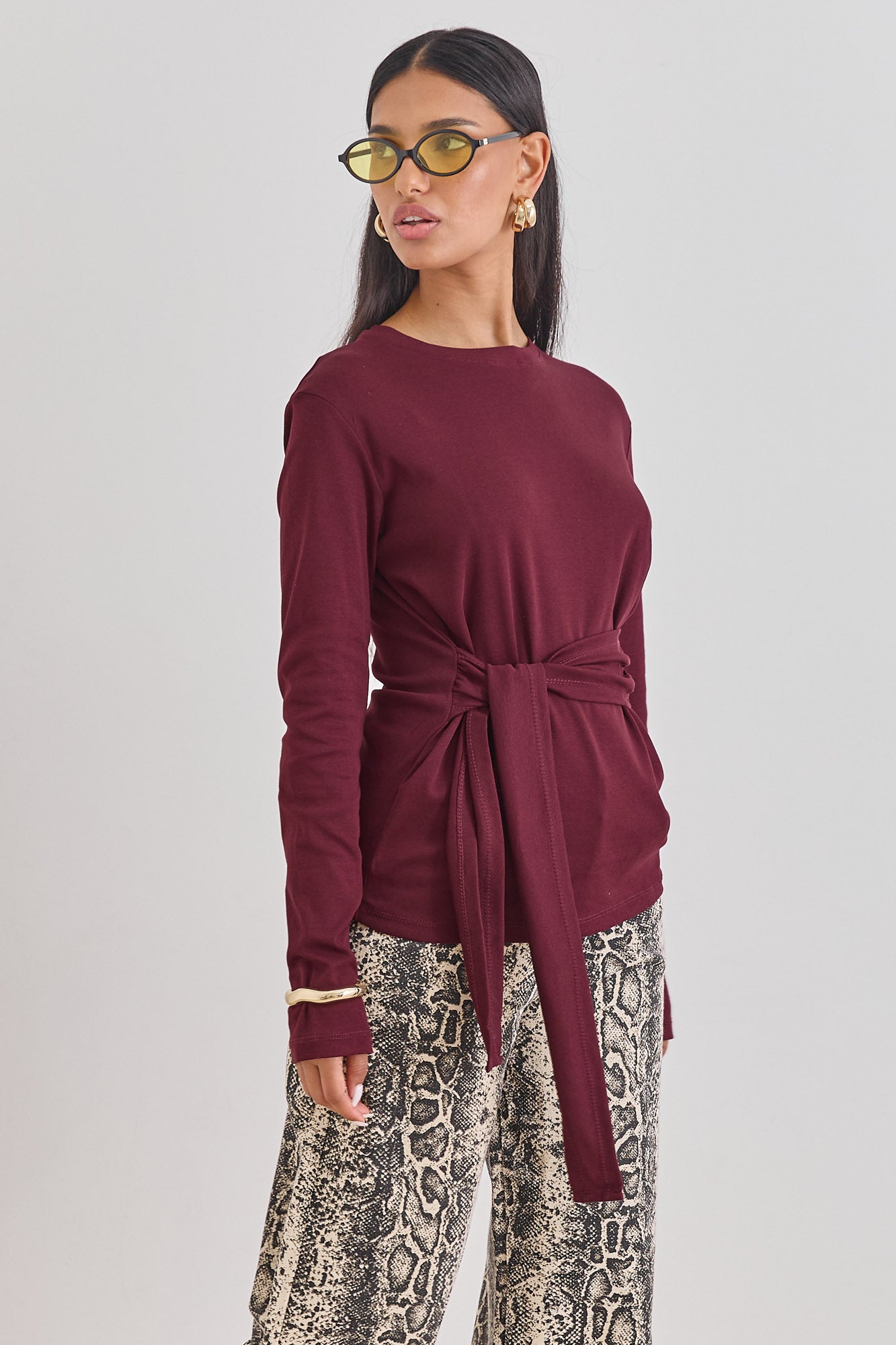 חולצת אן מרי רצועות קשירה | בורדו