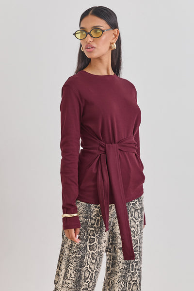 חולצת אן מרי רצועות קשירה | בורדו