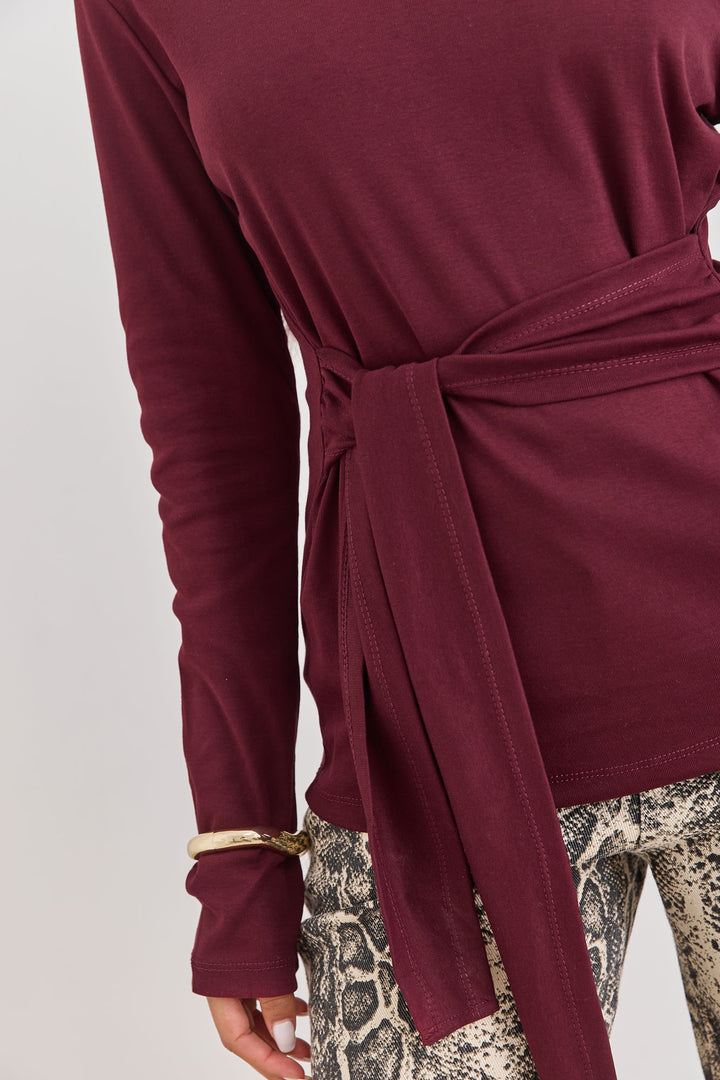 חולצת אן מרי רצועות קשירה | בורדו