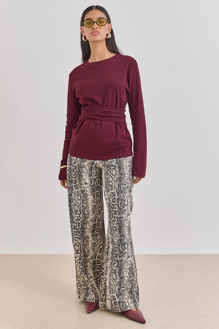 חולצת אן מרי רצועות קשירה | בורדו